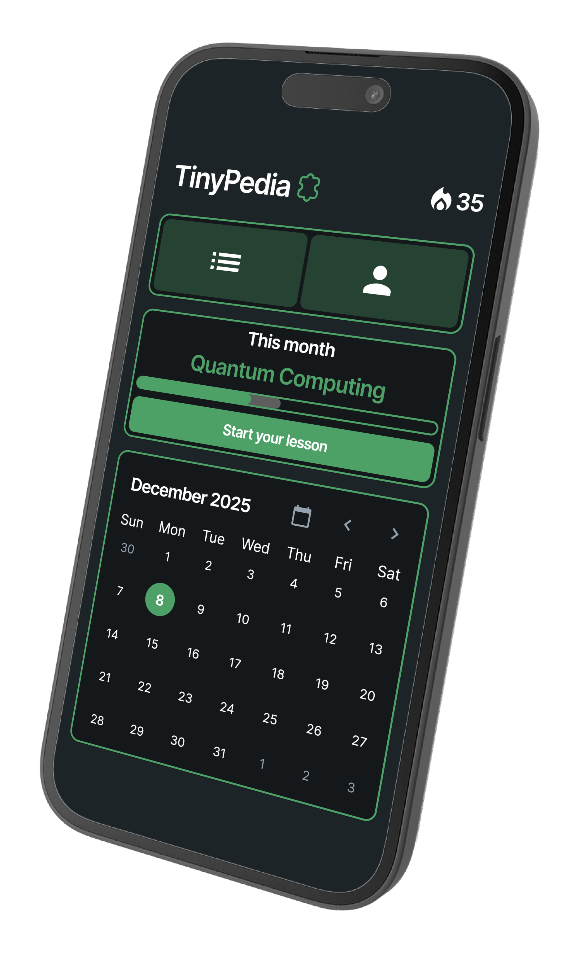 TinyPedia Home Screen