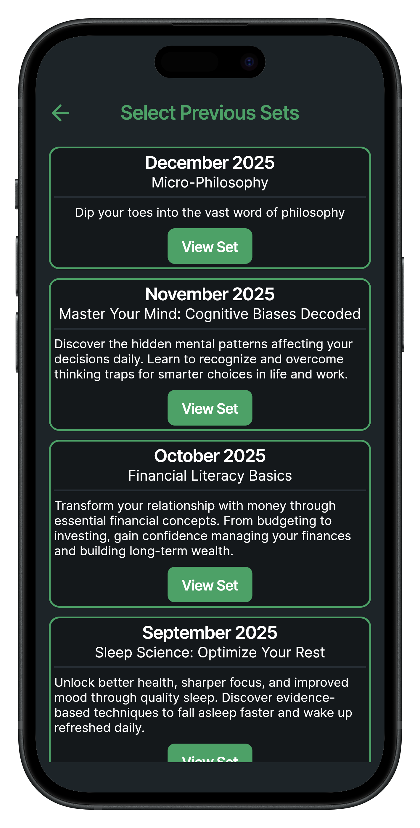 Select Previous Sets